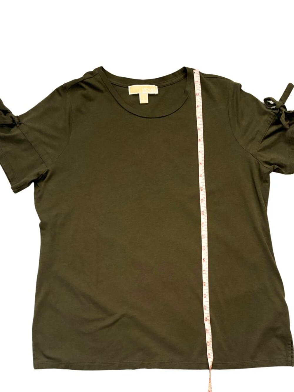 MICHAEL Michael Kors Women's L Olive Green Tie Sleeve Top Quiet Luxury Casual - Picture 7 of 12